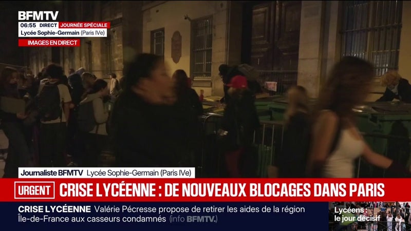 Colère des lycéens: la mobilisation débute devant le lycée Sophie-Germain, à Paris
