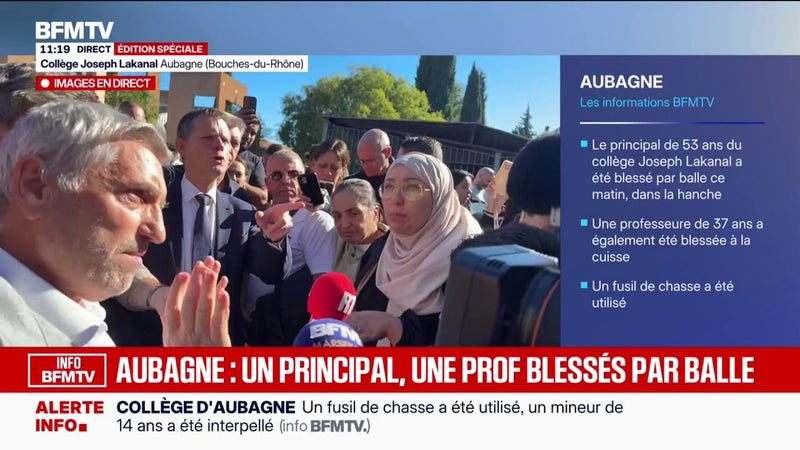 Principal blessé par balle à Aubagne: échange entre le maire, le préfet des Bouches-du-Rhône et les parents d'élèves devant le collège