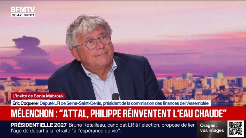 Présidentielle 2027: "Jean-Luc Mélenchon propose une alternative", soutient Éric Coquerel, député LFI