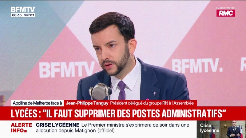 Colère lycéenne: Jean-Philippe Tanguy, président délégué du groupe RN à l’Assemblée, déplore “toutes les victimes”