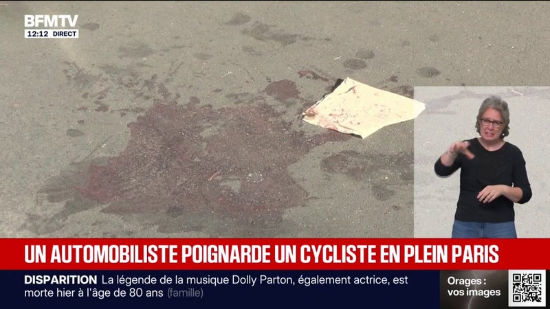 "Il était très pâle avec une blessure au cou": un cycliste poignardé par un automobiliste à Paris