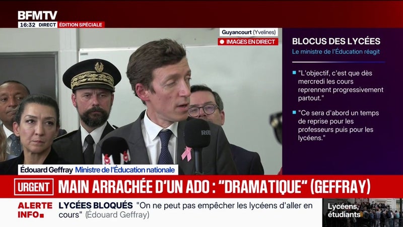 Colère lycéenne: "190 élèves ont été blessés depuis le début" de la mobilisation, détaille Édouard Geffray, ministre de l'Éducation nationale