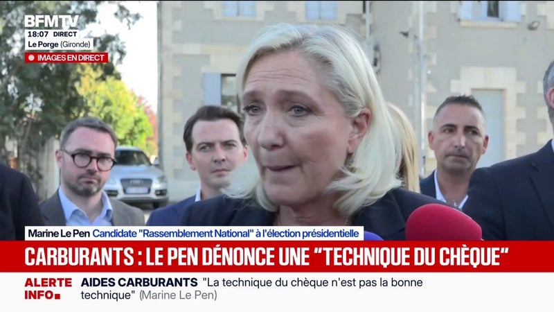 Le prolongement des aides ciblées sur le carburant "n'est pas la bonne technique" d'après Marine Le Pen