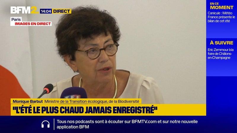 "Être mieux préparé": Monique Barbut, ministre de la Transition écologique, dresse le bilan des services publics après un été marqué par de fortes canicules