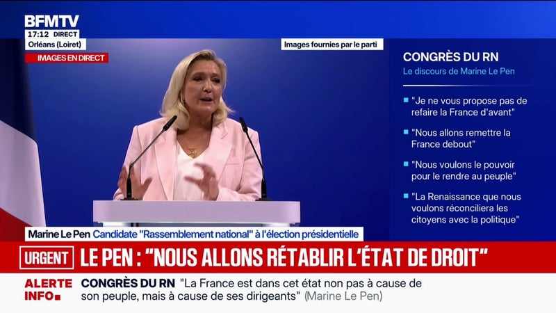 Marine Le Pen, candidate RN à la présidentielle: "La droite incrimine celui qui souffre, la gauche celui qui réussit, moi je refuse de les opposer"