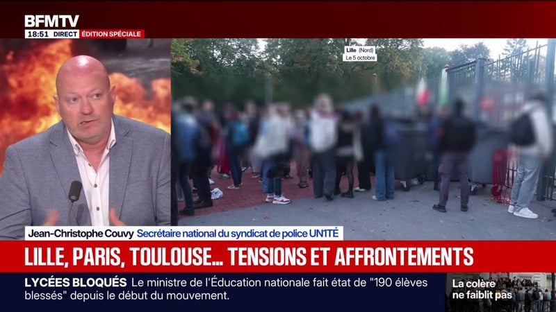 Colère des lycéens: Jean-Christophe Couvy (syndicat de police Unité) évoque "une instrumentalisation politique"
