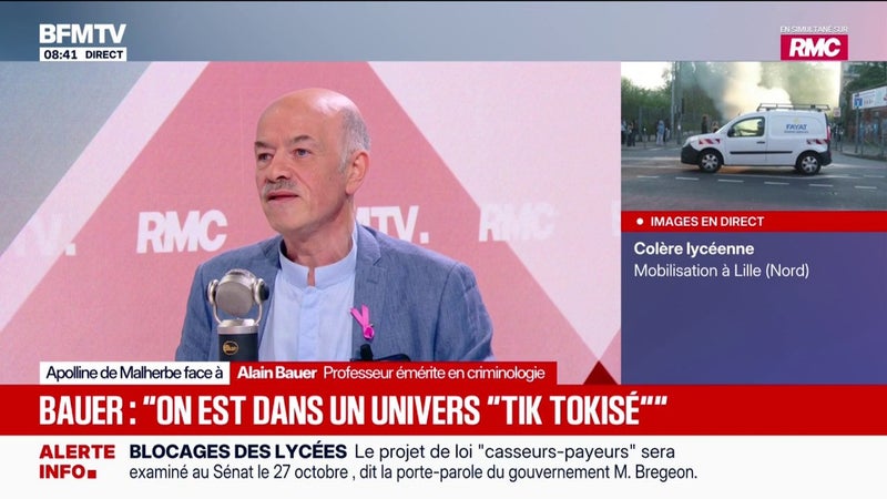 Mobilisation lycéenne: Alain Bauer, professeur émérite en criminologie, appelle à ce que "les parents sortent" aux côtés de leurs enfants