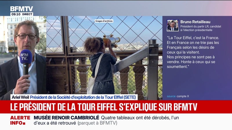 Éviction du personnel féminin de la tour Eiffel: "C'est évidemment inacceptable", affirme Ariel Weil, président de la société d'exploitation du monument