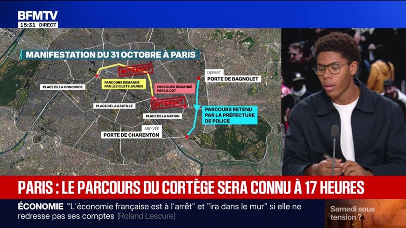 Manifestation du 31 octobre: "Il y a nécessité de lier le droit de manifester à la réalité des faits", explique Nathanaël Combary, président de Renouveau Lycéen et membre de Renaissance