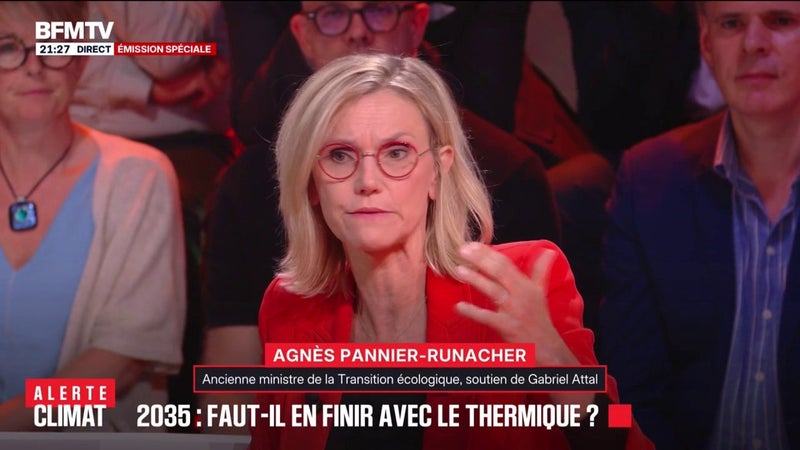 "La part de marché des voitures électriques achetées par les Français est supérieure à celle des véhicules thermiques", affirme Agnès Pannier-Runacher, ancienne ministre de la Transition écologique
