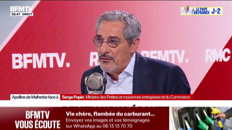 Serge Papin, ministre des PME et du Commerce, sur les propos de Thierry Cotillard (président Les Mousquetaires) qui dit ne pas exclure une inflation à deux chiffres: "On ne va pas jouer à se faire peur"
