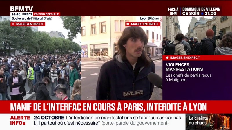 Mouvement lycéen et étudiant: un rassemblement à Lyon malgré l'interdiction de la manifestation par la préfecture