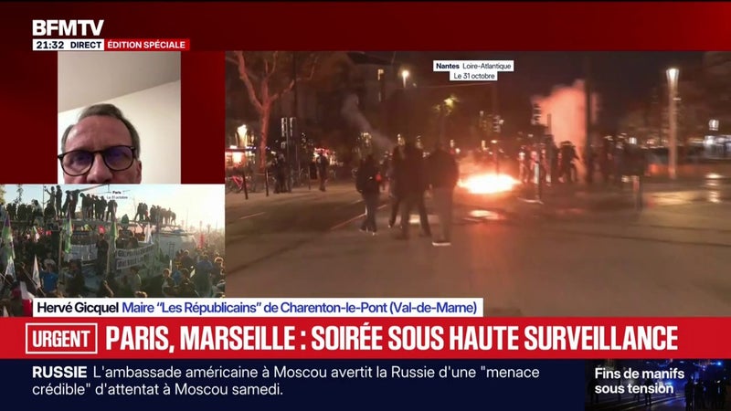 Manifestation parisienne du 31 octobre: Hervé Gicquel, maire "Les Républicains" de Charenton-le-Pont, exprime "son soulagement" après "une journée qui s'est bien déroulée globalement"