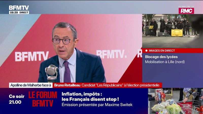 Violences policières: "La technique de LFI c'est l'amalgame, c'est la généralisation", estime Bruno Retailleau, candidat LR à l'élection présidentielle