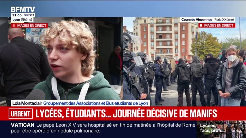 Manifestation lycéenne à Lyon: "On n'arrêtera pas tant que l'on n'aura pas de mesures concrètes de la part du gouvernement", affirme Lola Montaclair, membre du Groupement des Associations et Élus étudiants de Lyon.