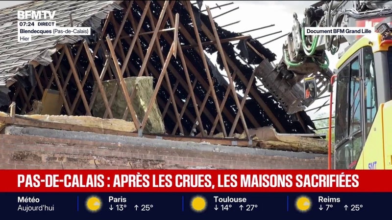 Pas-de-Calais: trois ans après les inondations, les premières démolitions de maisons commencent
