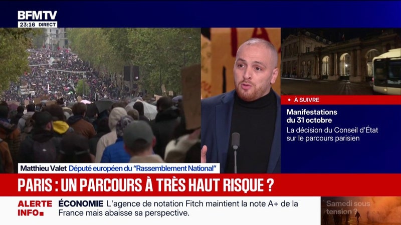 Manifestations du 31 octobre: prévoir le parcours parisien "la veille pour le lendemain" n'est pas "sérieux", dénonce Matthieu Valet, député européen du "Rassemblement National"
