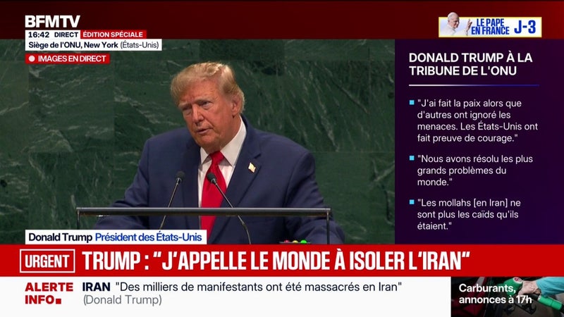 Assemblée générale des Nations unies: Donal Trump appelle "toutes les nations du monde à isoler l'Iran"