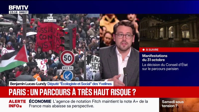 Incertitude sur le parcours de la manifestation parisienne du 31 octobre: pour Benjamin Lucas-Lundy, député "Écologiste et Social", "le gouvernement fait tout ça pour qu'on tombe dans le piège où on parle de l'angle sécuritaire"