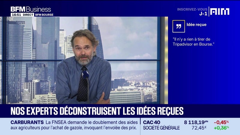 Mythomètre : "Il n'y a rien à tirer de Tripadvisor en Bourse", FAUX répond Charles Monot - 23/09
