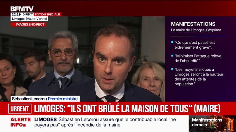 Reconstruction de la mairie de Limoges incendiée: "Le contribuable municipal ne sera pas sollicité", assure Sébastien Lecornu