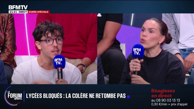 FORUM BFMTV - Le vif échange entre Walid Mansouri, lycéen à Saint-Denis mobilisé sur les blocages et Linda Cheffe d'entreprise à Paris