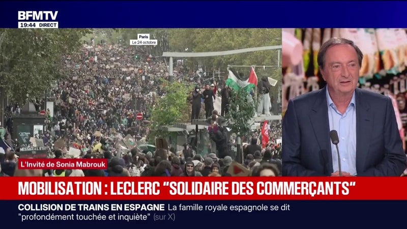 Crise sociale: "Il faut que ces manifestations aient lieu", estime Michel-Édouard Leclerc, président du comité stratégique des centres E. Leclerc