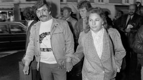 Bernard Laroche et son épouse Marie-Ange Laroche arrivent au Palais de Justice d'Epinal, le 25 mars 1985