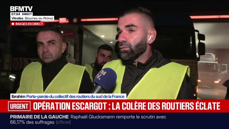 "900€ le plein": une opération escargot en cours à Vitrolles pour dénoncer le prix du gazole