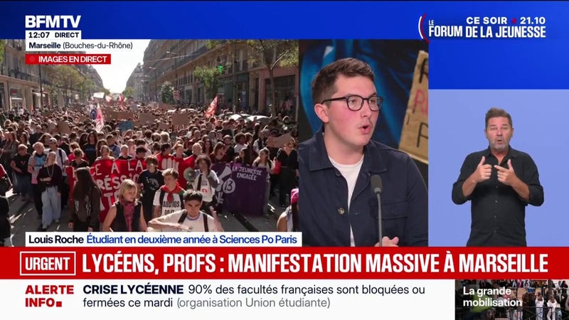 "Il y a un certain nombre d'étudiants qui aimeraient retrouver le chemin du lycée, sans pour autant remettre en question ces revendications", estime Louis Roche, étudiant à Sciences Po Paris et président de l'association Le 27 en Marche!