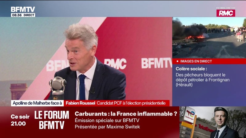 Prix du carburant: "J'appelle à l'état d'urgence énergétique", affirme Fabien Roussel, candidat PCF à la présidentielle