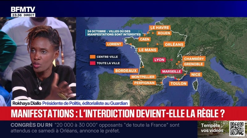 Interdire les manifestations du 24 octobre, "c'est complètement liberticide", assure Rokhaya Diallo, présidente de Politis
