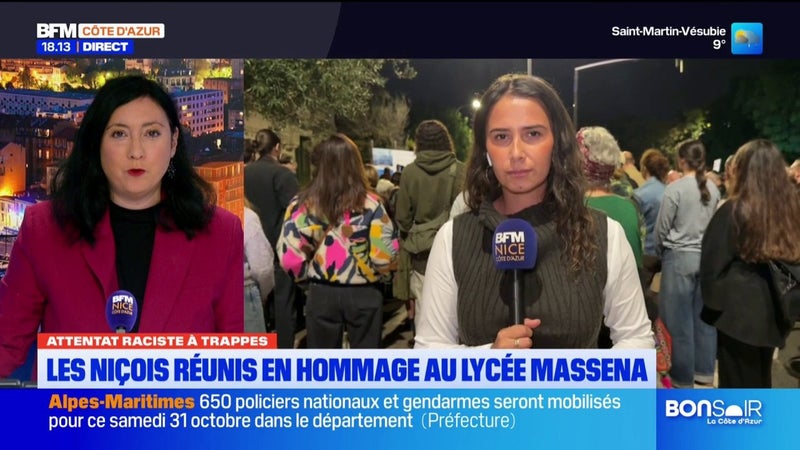 Attentat raciste à Trappes : les Niçois réunis en hommage au lycée Masséna, à Nice.