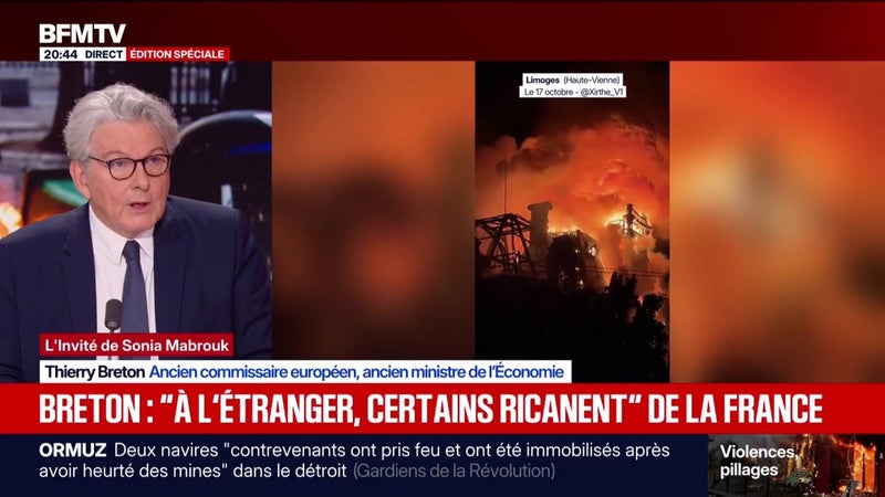 Violences du 17 octobre: "Il faut occuper le territoire physique mais aussi le territoire numérique", explique Thierry Breton, ancien commissaire européen et ancien ministre de l'Économie