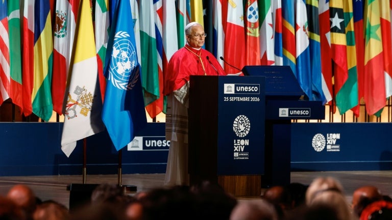 Le pape Léon XIV à l'Unesco à Paris le 25 septembre 2026