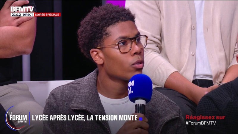 FORUM BFMTV - "Beaucoup affirment que des jeunes qui n'étaient pas lycéens venaient dans les blocus", rapporte Nathanaël Combary, président du conseil d’administration du Renouveau Lycéen
