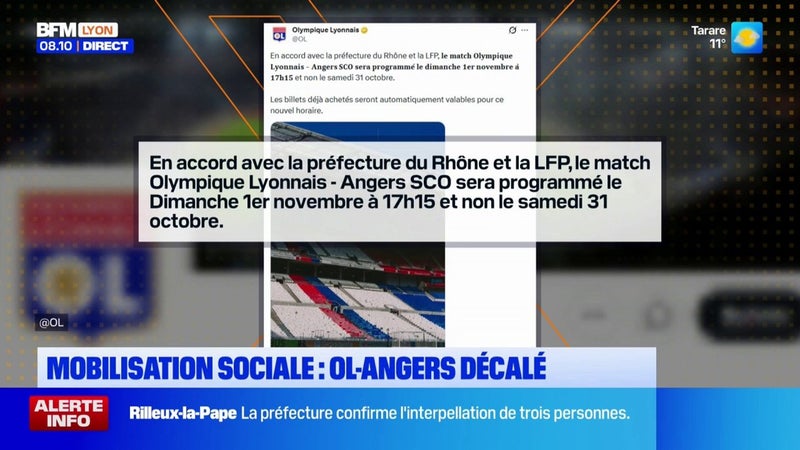 OL-Angers décalé à dimanche