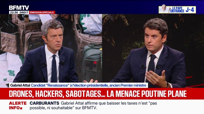 Menace russe: "Tous les pays réhaussent leur vigilance", déclare Gabriel Attal, candidat (Renaissance) à l'élection présidentielle