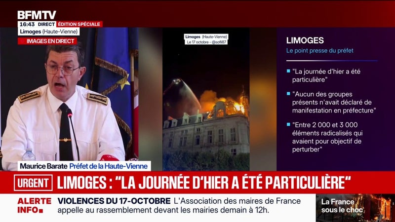Mairie de Limoges incendiée: "Les manifestants étaient extrêmement déterminés", explique le préfet de la Haute-Vienne, Maurice Barate