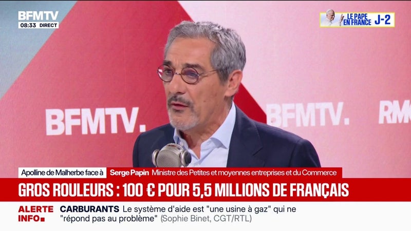 Carburant: "Les aides de 40 centimes seront versées en octobre", déclare Serge Papin, ministre des PME et du Commerce