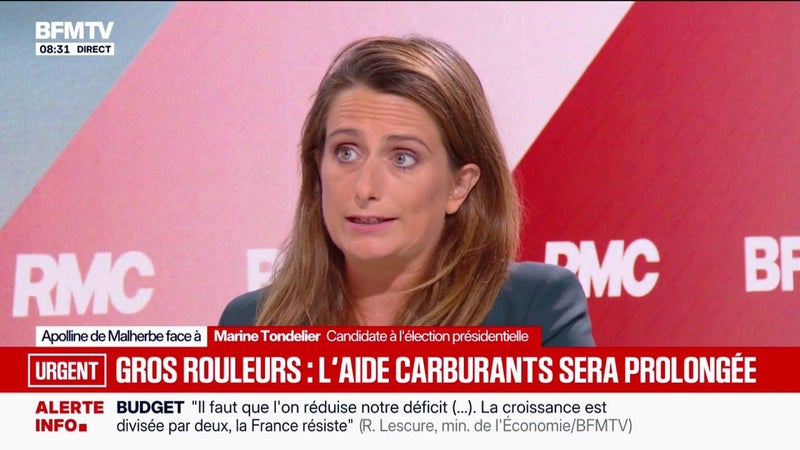Prix des carburants: "On s'est mis en situation de surendettement climatique", estime Marine Tondelier, candidate Les Écologistes à l'élection présidentielle