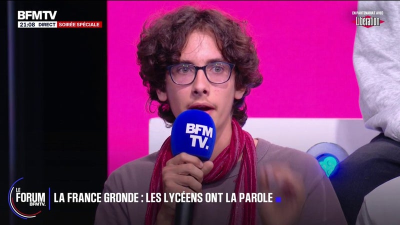 FORUM BFMTV - Crise lycéenne: le Premier ministre "n'a rien à proposer aux lycéens", estime Eustache, militant de Révolution Permanente et élève de terminale