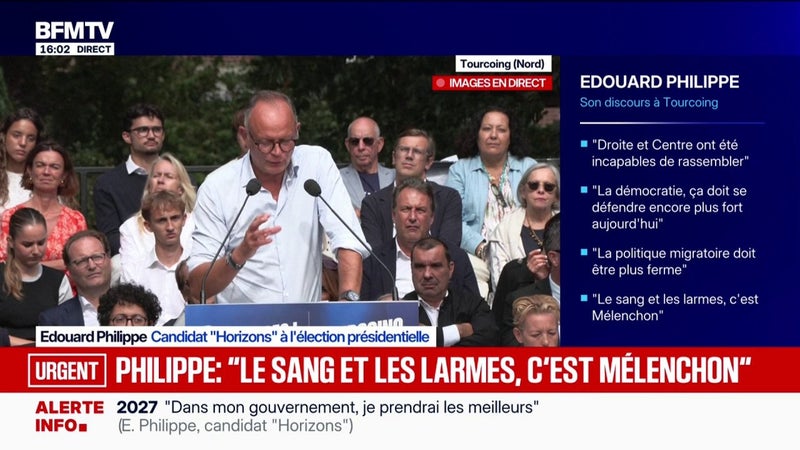 "Sans majorité absolue à l'Assemblée nationale, rien de grand n'est possible", estime Édouard Philippe, candidat "Horizons" à l'élection présidentielle