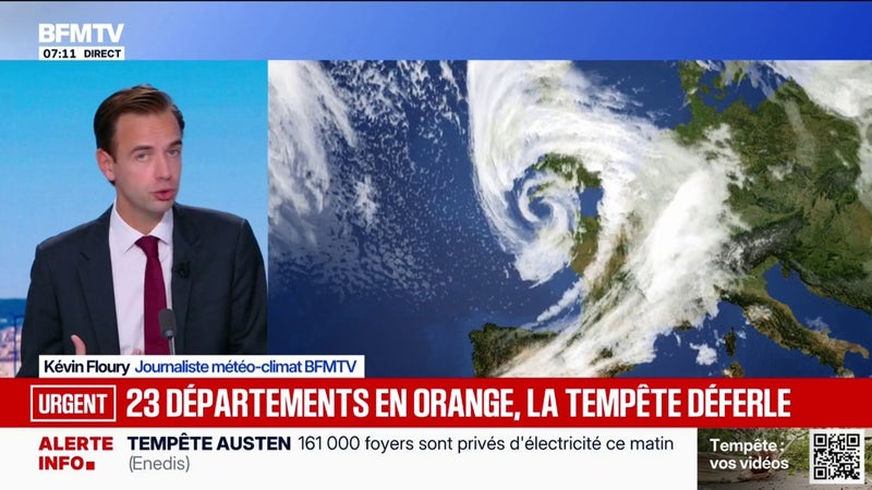 Des rafales jusqu'à 140 km/h attendues avec le passage de la tempête Austen