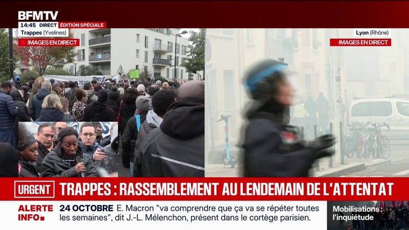Un rassemblement organisé à Trappes au lendemain de l'attentat terroriste raciste