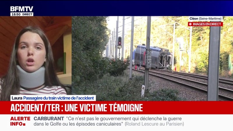 "Ça duré que quelques secondes mais c'était absolument horrible": une victime du déraillement du train en Normandie raconte l'accident