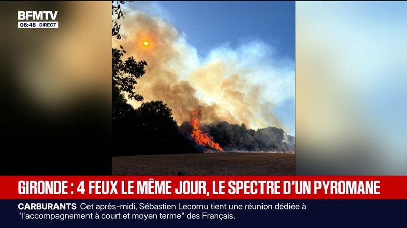 4 incendies simultanés signalés en Gironde, les habitants s'inquiètent de la présence d'un pyromane