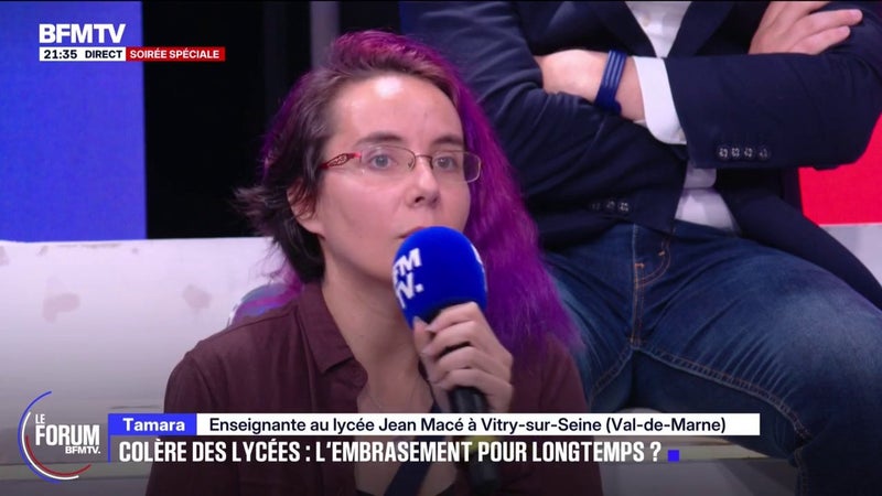FORUM BFMTV - "On est fiers d'eux, ils nous apportent une force et une énergie qu'on avait plus", se félicite Tamara, enseignante, à propos de la mobilisation lycéenne