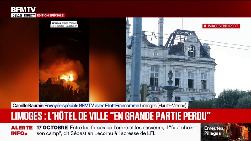 À Limoges, les pompiers encore mobilisés au lendemain de l'incendie de la mairie
