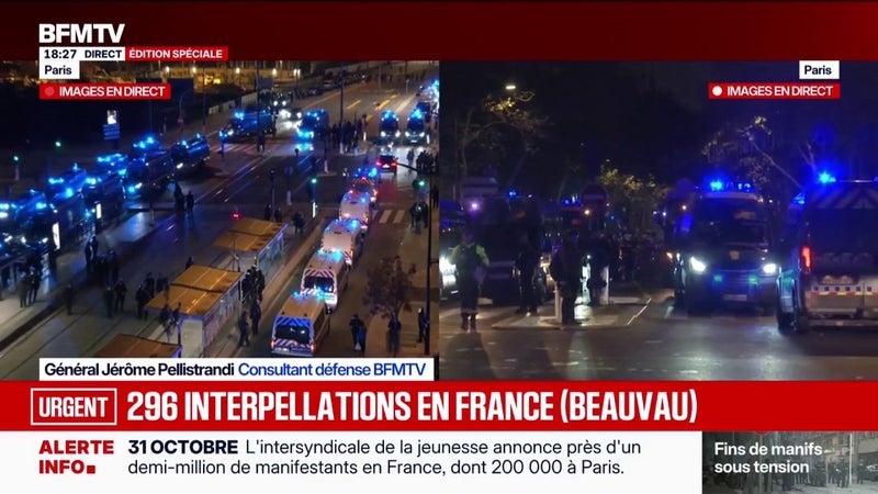 Manifestations du 31 octobre: le ministère de l'Intérieur annonce 296 interpellations en France à 18h